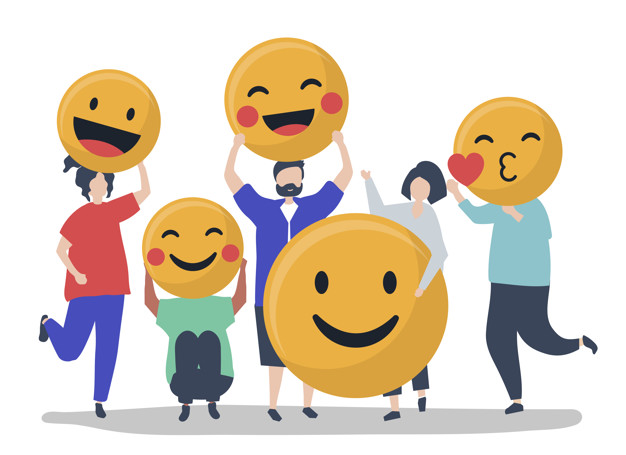 characters people holding positive emoticons illustration 53876 43005