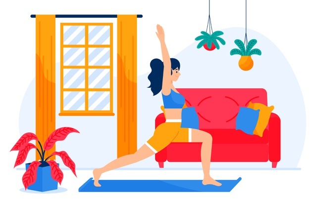 illustration woman exercising home alone 23 2148493005